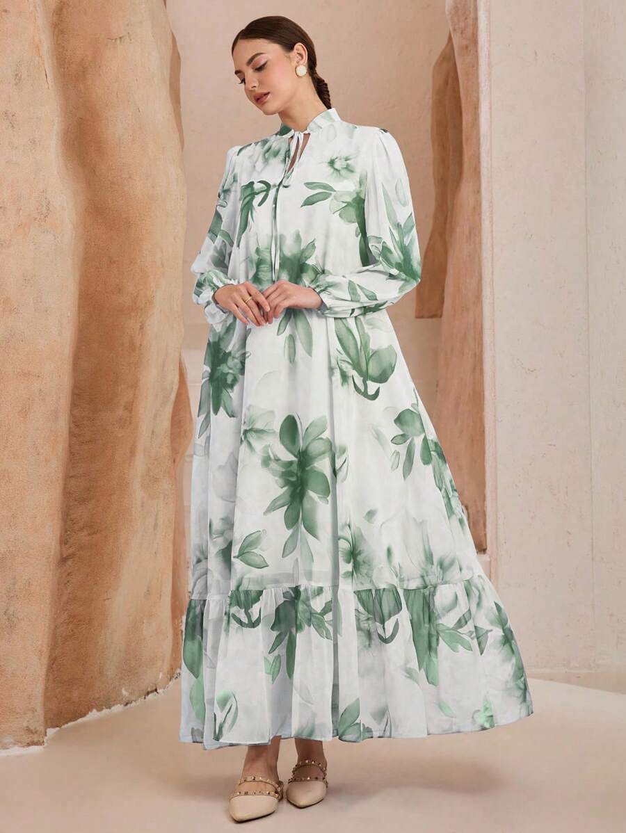 Step into spring with this playful and elegant floral chiffon maxi dress. Light and breezy, it sweeps gracefully with every step, offering comfort and style for sunny days or garden parties. Its vibrant floral pattern brings a fresh, joyful vibe, making it your go-to pick for effortless charm all season long.
