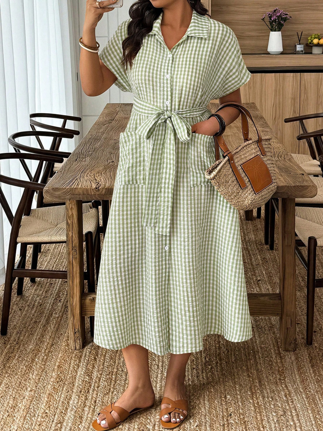 Embrace laid-back summer vibes in this charming plaid shirt dress designed for comfort and confidence. The relaxed fit flatters every figure, while crisp plaid detailing brings timeless appeal to your casual wardrobe. Practical dual pockets keep your essentials within reach—because style shouldn't mean sacrificing functionality. Perfect for weekend adventures, coffee runs, or just looking effortlessly put-together. Throw it on and feel the ease of a dress that works as hard as you do, minus the fuss.