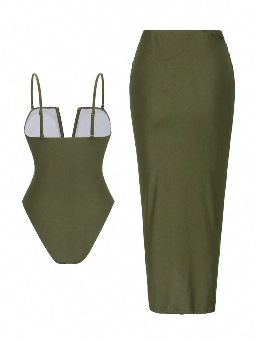 Make a splash this season with our stunning 2-piece beach set. The sexy V-neck ruched swimsuit flatters your figure with strategic gathering and a plunging neckline, while the lightweight beach dress layers effortlessly over your swimwear for versatile style. Perfect for poolside lounging, beach days, or resort getaways. Mix and match with confidence—this set delivers both glamour and comfort in one package.
