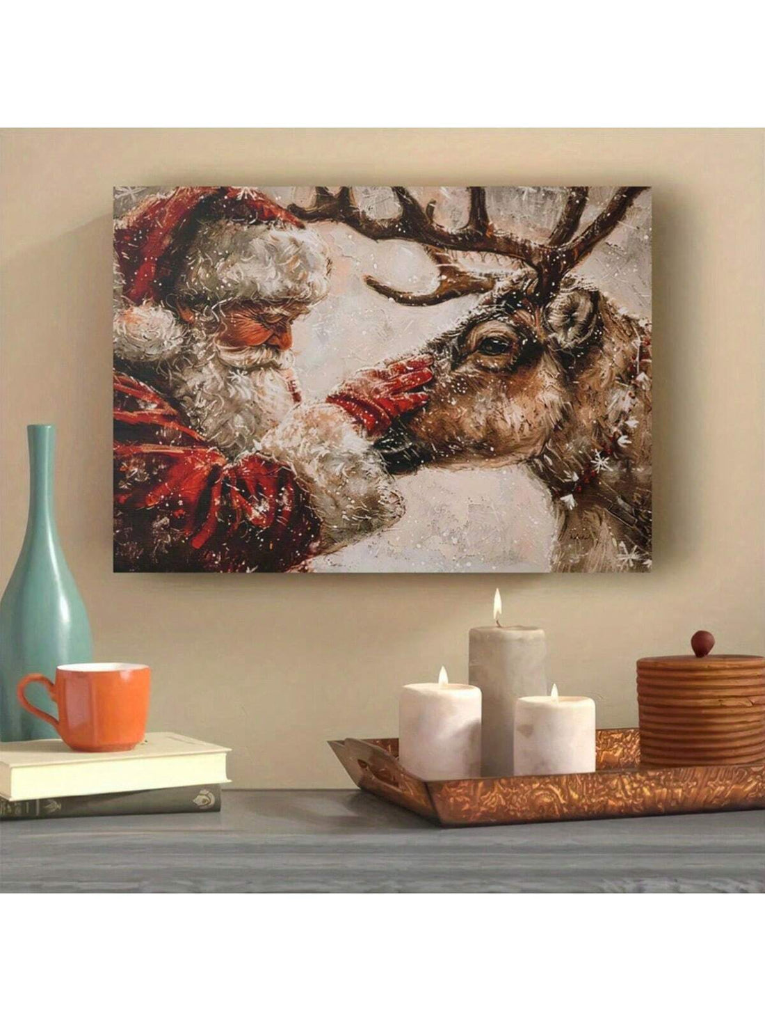Bring festive cheer to any space with this Vintage Santa Claus and Reindeer Canvas Art Print. Perfectly blending nostalgic holiday charm with a modern touch, it brightens homes or offices with playful spirit. Let Santa and his trusty reindeer add whimsy and warmth to your seasonal decor!
