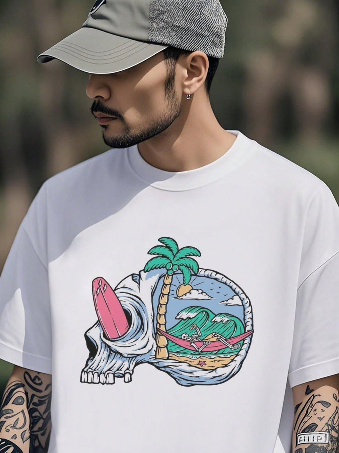 Get ready for some serious beach vibes with our Skull Beach Siesta Heavyweight 100% Cotton Surf Tee! Made with premium materials, this tee is perfect for relaxation. So chill out and hit the waves in style! (No skulls were harmed in the making of this shirt, we promise.)