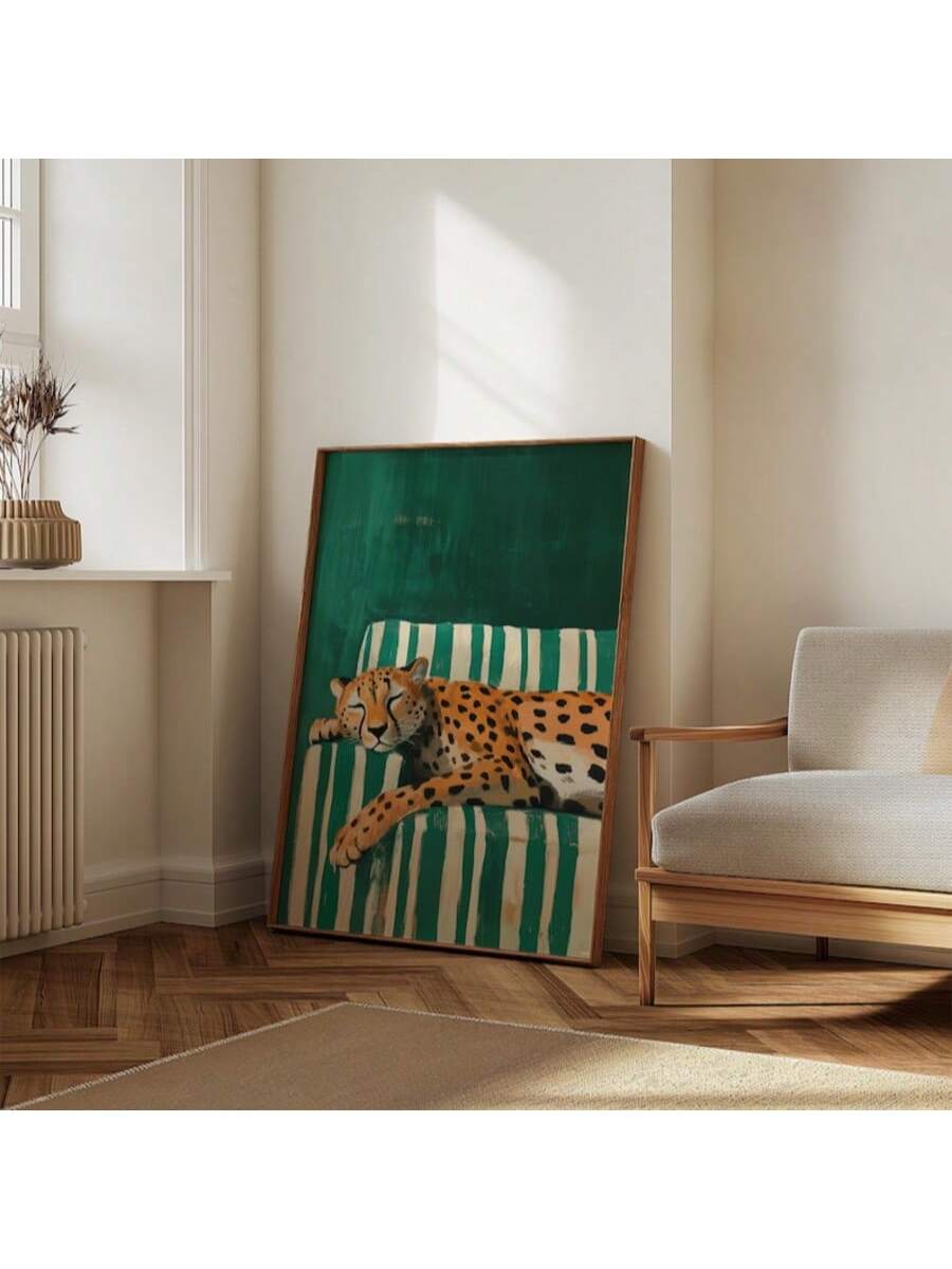 Add a splash of wild charm to your space with the Sleepy Leopard Wall Art Print. Featuring a serene emerald green cheetah, this playful piece brings a touch of nature’s calm to your bedroom, living room, or office. Its modern design effortlessly blends with any décor, making your walls come alive with personality and style. Perfect for animal lovers who want to keep things fun and fresh!