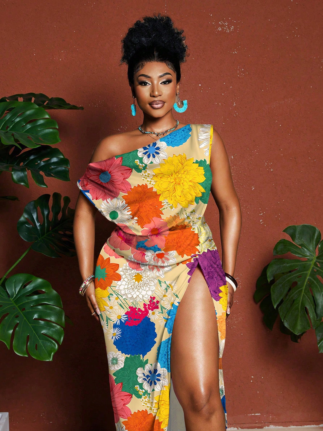 Twirl into the spotlight with our Plus Size Floral Maxi Wrap Dress! This sassy number features a flirtatious high slit that's perfect for showing off those legs while you're sipping champagne or dancing the night away. The wrap design hugs your curves in all the right places, while vibrant florals ensure you'll be the life of every holiday party. Who said elegance can't be fun?