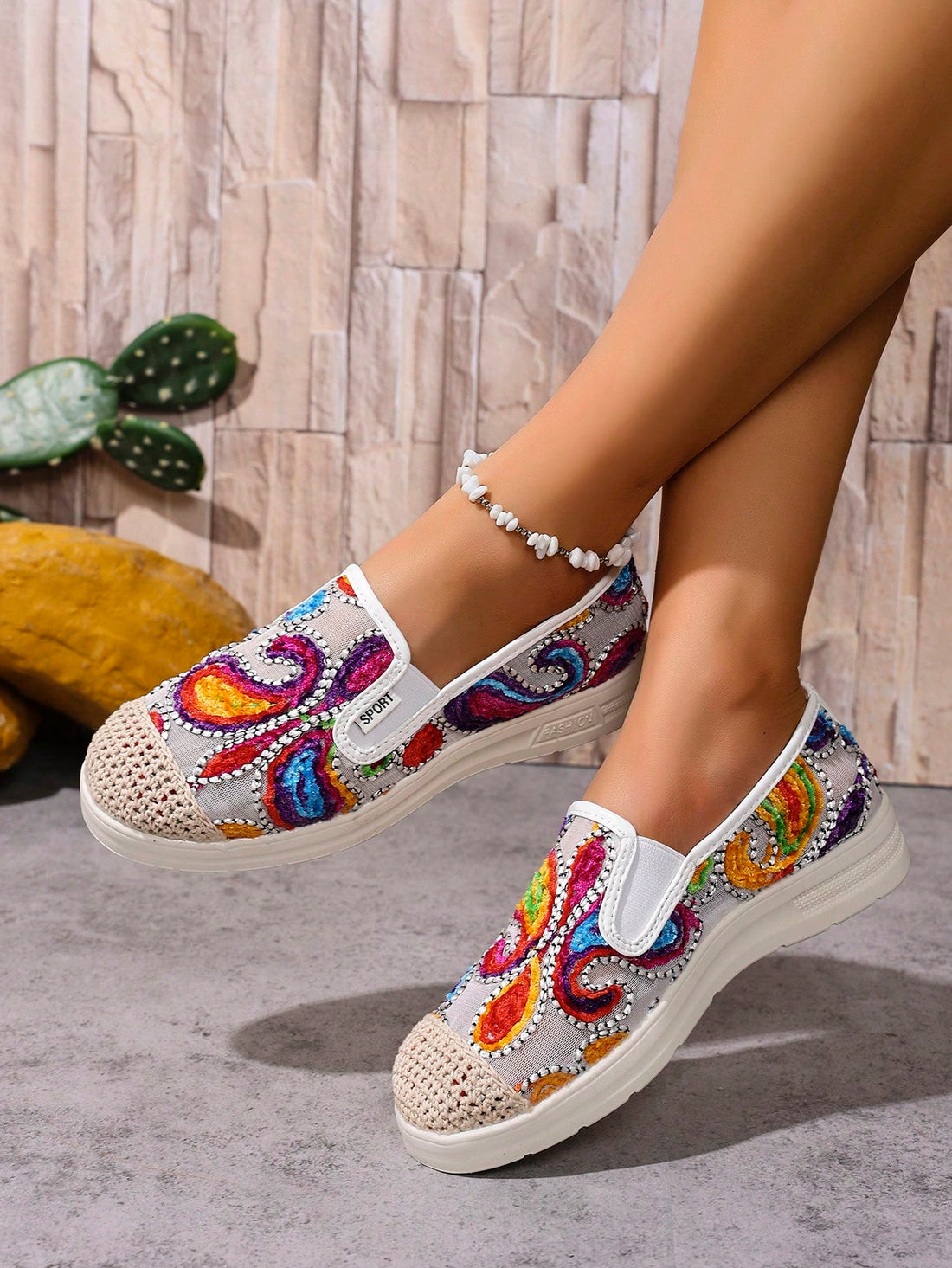 Step into summer with these Chic Bohemian Casual Sports Shoes for Women! Designed to keep your feet cool and comfy, their breathable fabric lets your toes dance freely all day long. Perfect for casual outings or light sports, these shoes blend playful style with effortless comfort, making every step a joyful adventure. Embrace the season with a splash of boho charm and sporty flair!