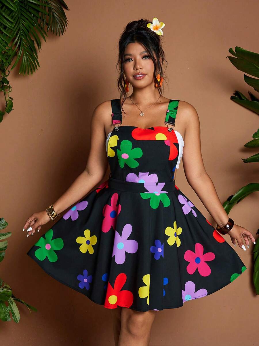 Charming Plus Size A-Line Christmas Tree Print Dress for Women