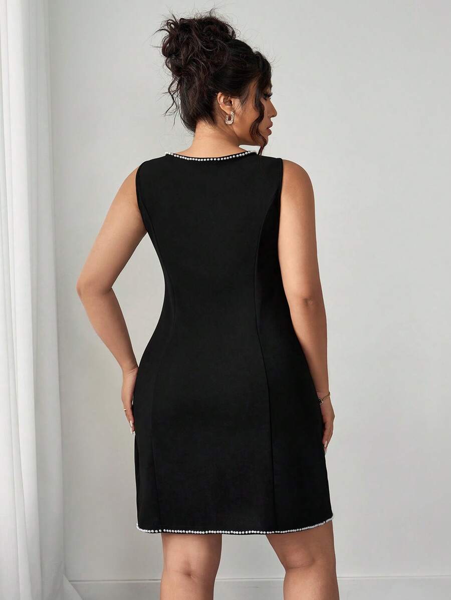 Elevate your everyday style with this stunning plus-size fitted dress, where timeless elegance meets modern comfort. Delicate pearl embellishments add a touch of sophistication to the flattering silhouette, making it your go-to choice for office days, casual outings, or weekend adventures. The versatile design transitions seamlessly from morning commute to evening plans, while the quality construction ensures you'll feel confident and polished no matter where the day takes you. Dress up with heels or keep i