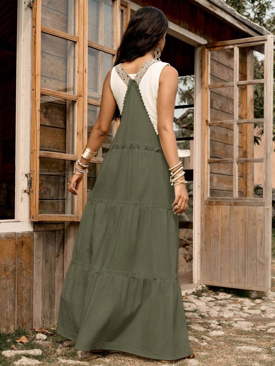 Cotton pinafore midi dress view 8
