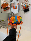 Front angle of blue mini acrylic decoration crossbody bag