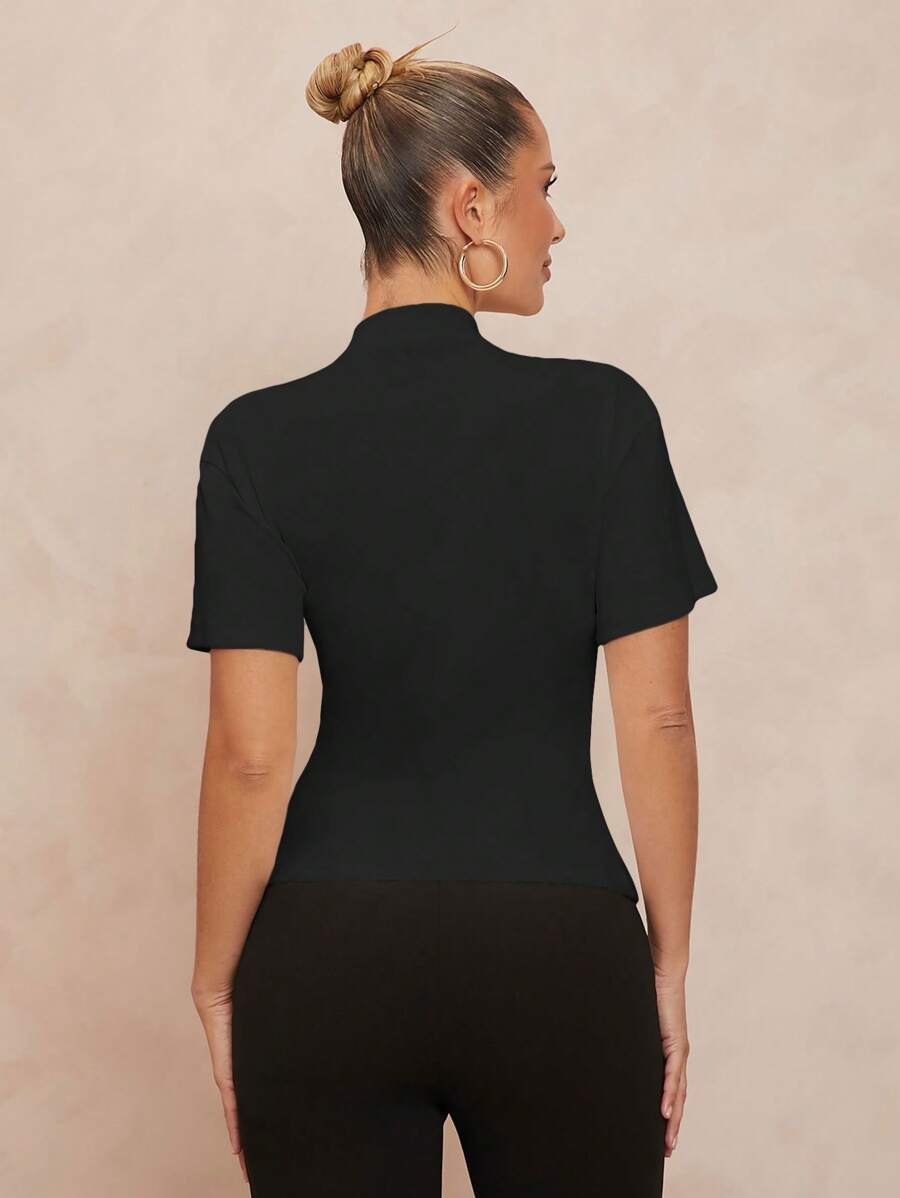 This playful summer tee brings a fresh twist to your wardrobe with its elegant hollow-out design and charming twist detail. The short sleeves and solid color keep it simple yet stylish, perfect for sunny days or casual evenings. Lightweight and breathable, it’s a fun way to stay cool while turning heads wherever you go.