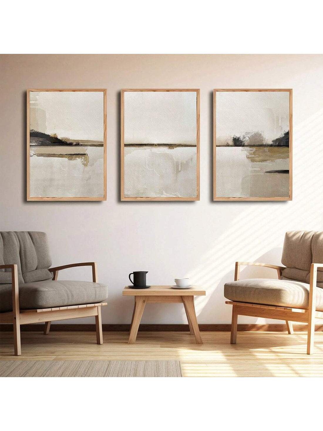 Add a splash of subtle charm with this set of three modern neutral abstract art prints. Inspired by Scandinavian design, these unframed canvas prints bring a breezy, gallery-worthy vibe to any room. Perfect for mixing and matching, they effortlessly brighten up your home with minimalist flair and playful shapes that keep your walls talking.