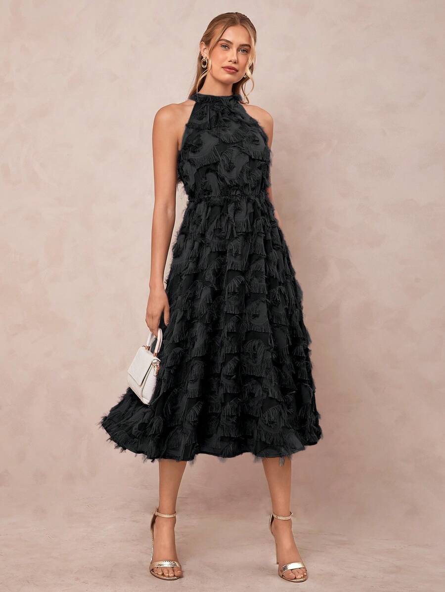 Step into the spotlight with this Elegant Floral 3D Decor Maxi Halter Dress! Perfect for fall outings and concerts, its playful 3D floral accents add a whimsical touch to your look. The maxi length and halter neckline combine comfort and style, making it easy to dance the night away or enjoy crisp autumn days in effortless grace. Brighten your wardrobe with a dress that’s as lively and fun as you are!