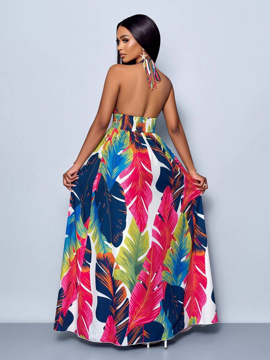 Exude Sun-Drenched Sophistication in Our Elegant Botanical Print Deep V-Neck Maxi Dress!

Experience the breathtaking fusion of heritage botanical artistry and sharp, modern architectural tailoring. This stunning backless ensemble is meticulously designed for the woman who values a high-fashion, "quiet luxury" approach to seasonal dressing—the ultimate centerpiece for prestigious coastal retreats, exclusive holiday soirées, and high-authority summer vacations.

Iconic Botanical Artistry: Featuring a masterf