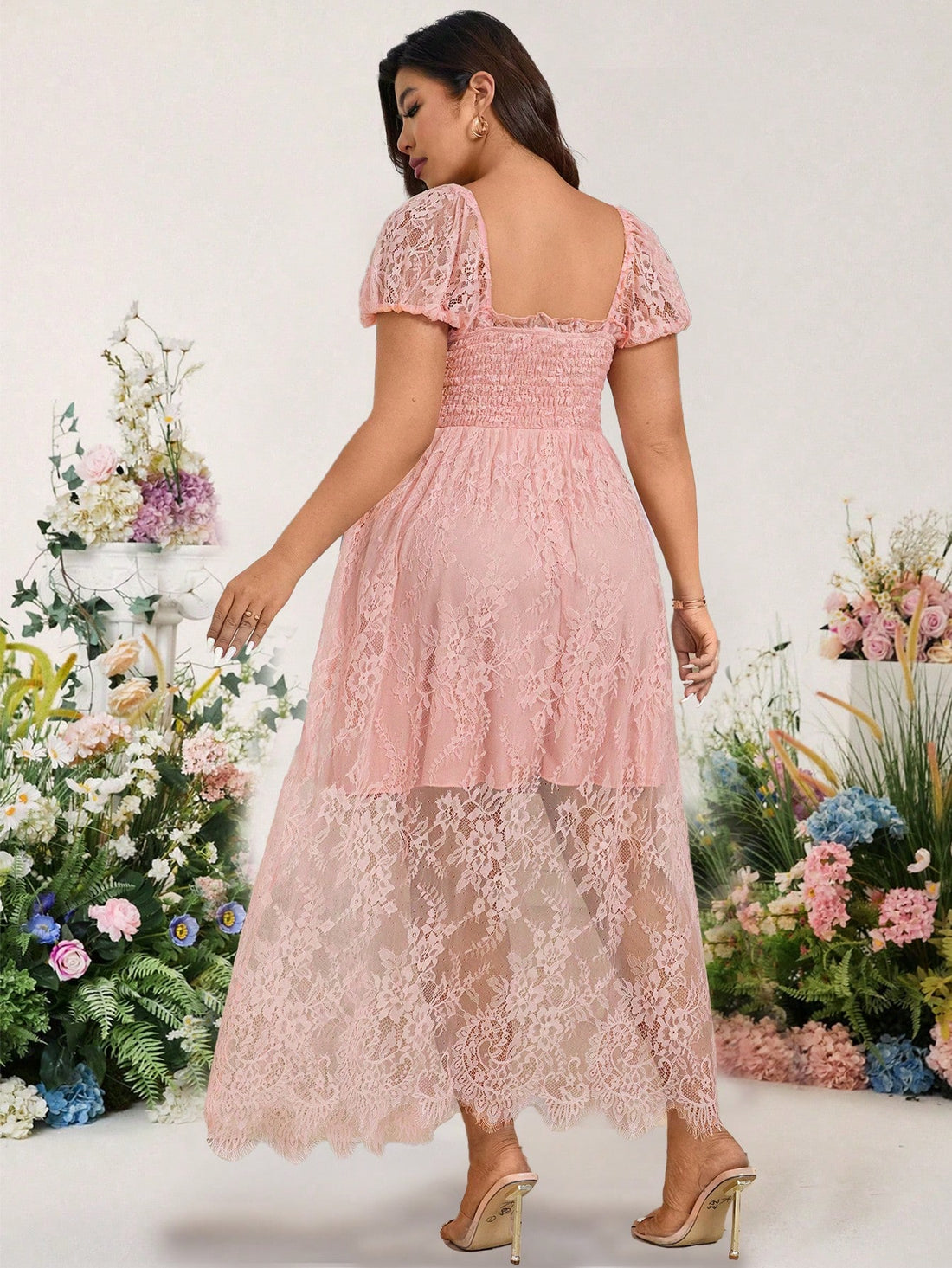 Step out in style with this Elegant Plus Size Lace Long Dress, featuring charming puff sleeves that add a flirty touch to your look. Perfectly designed for both formal galas and casual brunches, this dress combines comfort with a splash of sophistication. Celebrate your curves with lace that hugs in all the right places, making every occasion feel extra special and effortlessly chic.