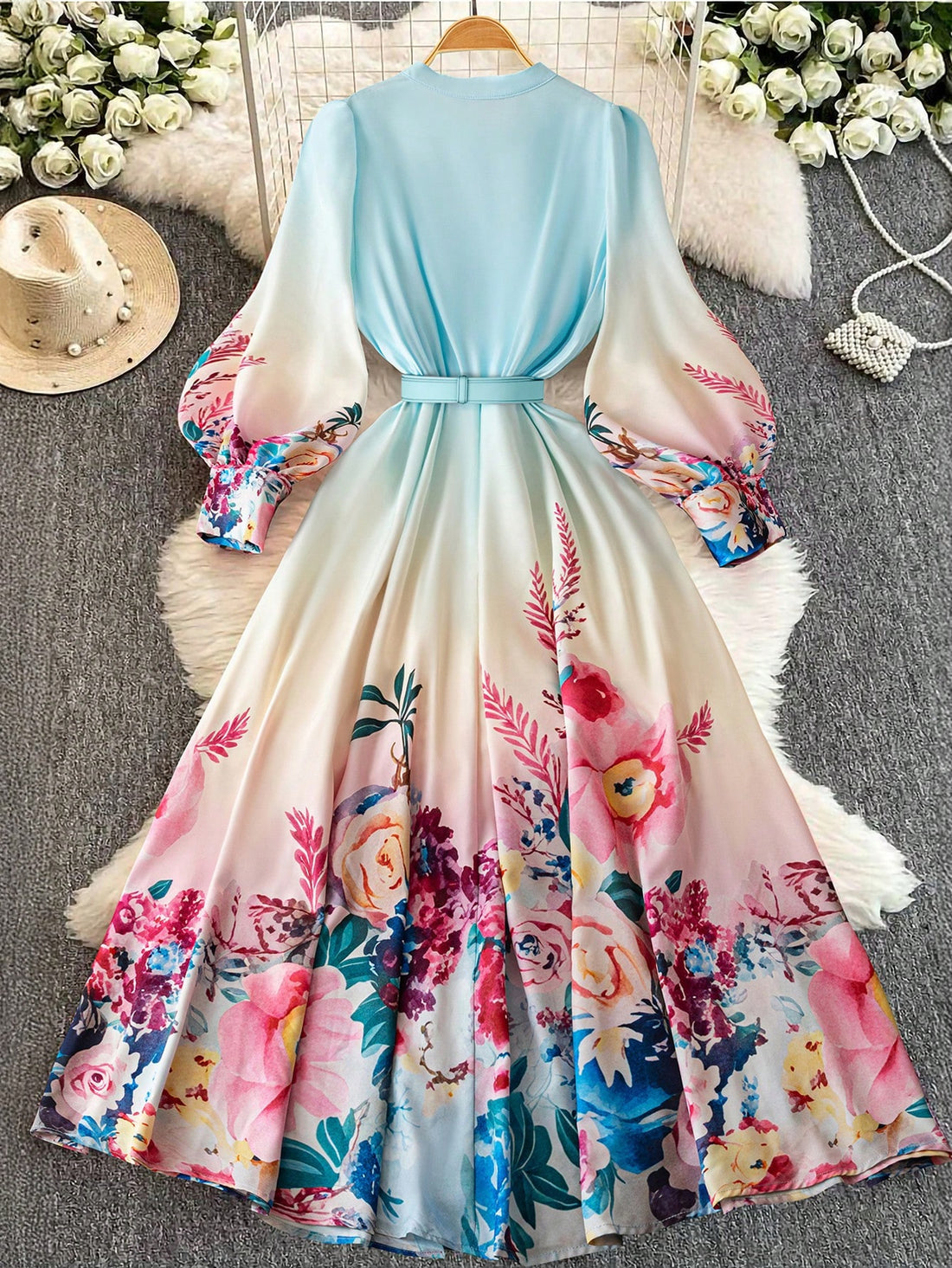 Step out in style with this Chic Retro Plus Size Floral Print Ombre Waist Shirt Dress. Its flattering ombre waist design highlights your curves while the vibrant floral print adds a fun, vintage vibe. Perfect for effortless days when you want to feel confident and playful, this dress combines comfort with a splash of retro charm.