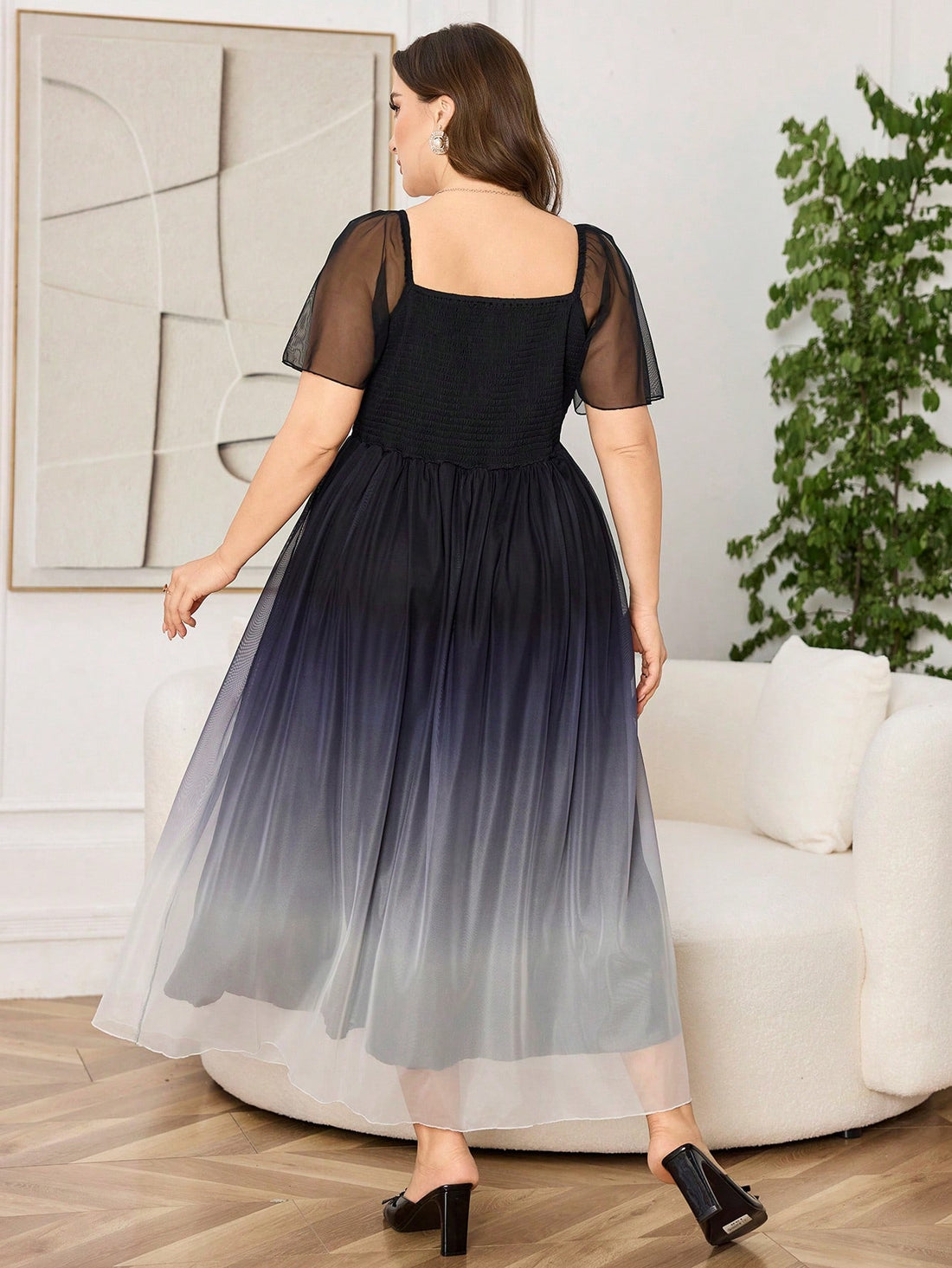 Embrace effortless charm in this Plus Size Short Sleeve Ombre Mesh A-Line Dress. The soft ombre mesh adds a dreamy touch, while the A-line silhouette flatters your curves with ease. Perfect for casual outings or those moments when you want to feel effortlessly elegant, its breathable fabric keeps you comfy all day. Play up your style with a dress that’s as fun as you are!
