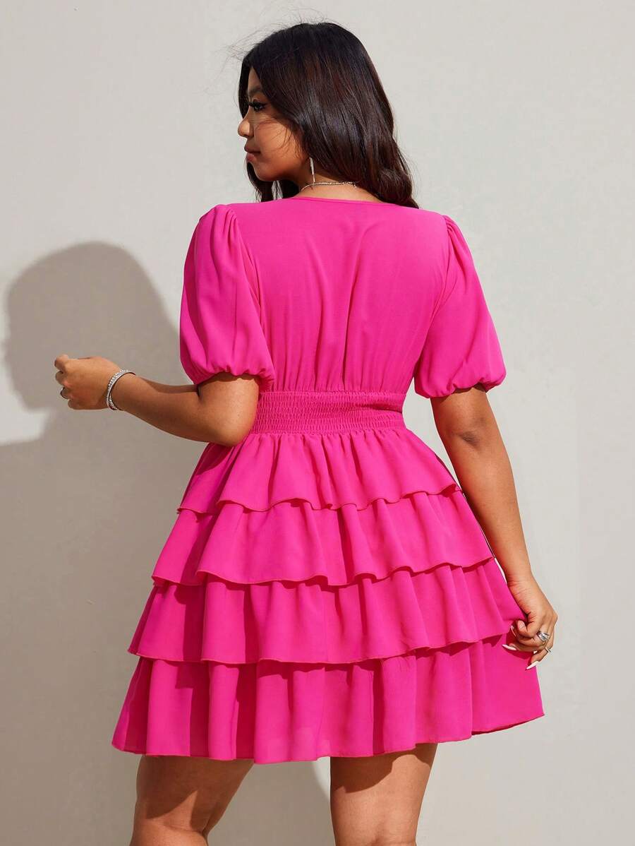 Step into summer fun with this Elegant Plus Size V-Neck Dress, designed to flatter and flow. Featuring charming puff sleeves and a playful ruffle hem, it’s perfect for vacations and festivals alike. The V-neck adds a touch of sophistication while keeping things breezy and comfortable. Embrace your curves and dance the day away in style!