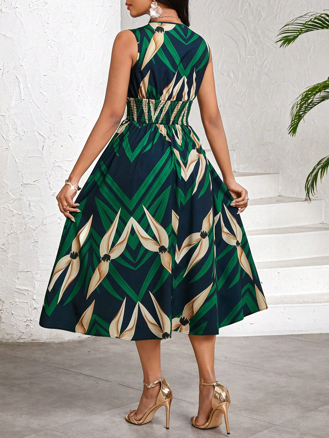 Twirl into summer with this eye-catching mid-length dress! Covered in a playful allover print, it's your new go-to for casual chic. Effortlessly transition from beach walks to dinner dates without missing a beat. This women's dress combines comfort and style for those days when you want to look fabulous without trying too hard!