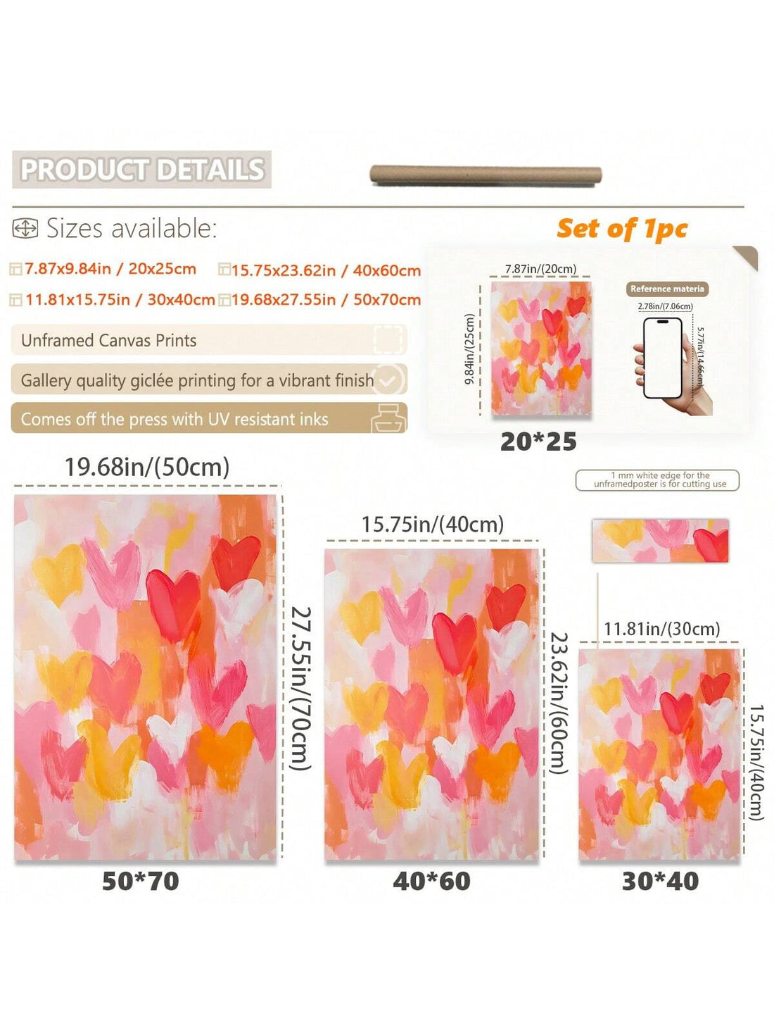 Add a splash of love to any room with this playful Romantic Pink and Red Heart Canvas Art. Featuring waterproof vintage-style framing, it’s perfect for brightening up Valentine’s Day, Mother’s Day, or as a sweet surprise for couples. Its charming design brings warmth and joy, making every day feel a little more special.