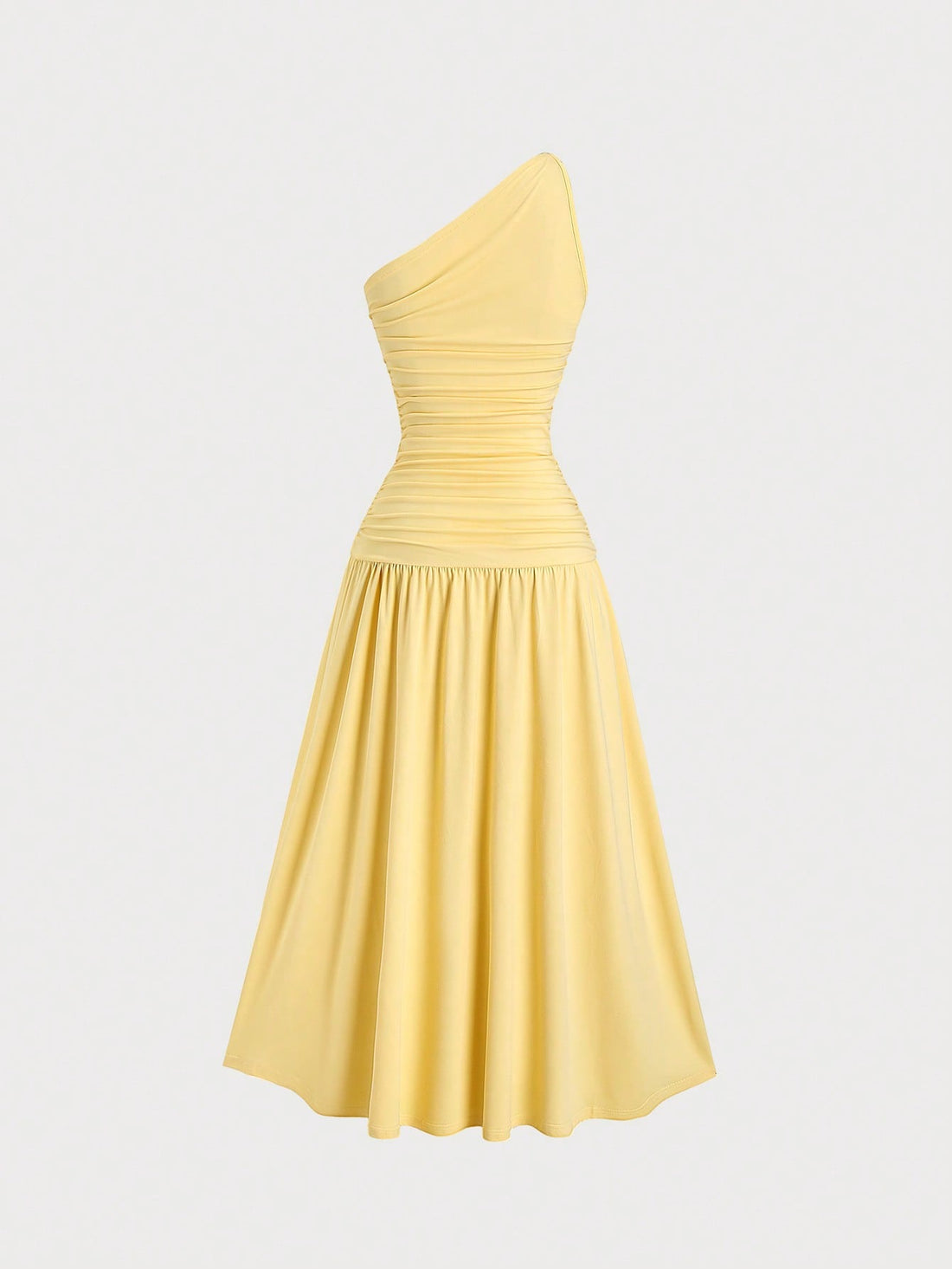 Step into summer with this playful pale yellow maxi dress featuring an asymmetrical neckline and a flirty side split. Its flowing silhouette keeps you cool and stylish, perfect for sunny days and warm evenings. Embrace effortless elegance with a touch of fun!