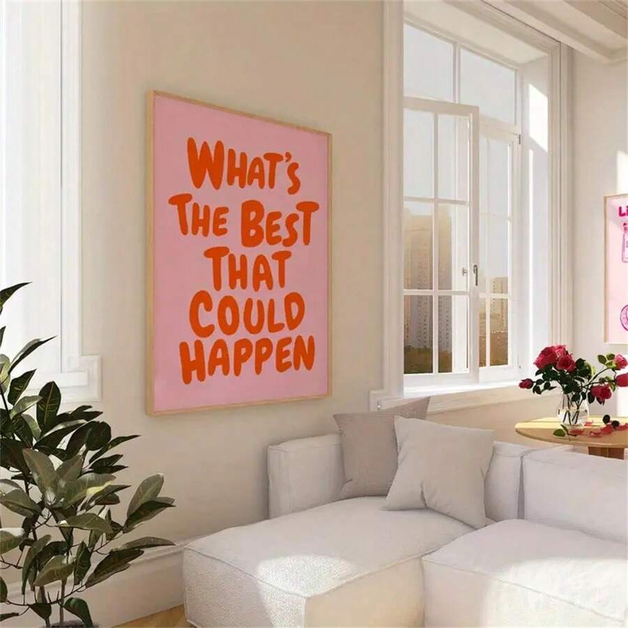 Modern motivational canvas wall art displayed in a bright living room