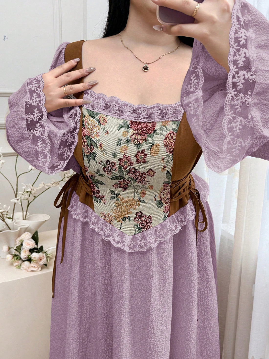 Twirl into elegance with our Plus Size Floral Jacquard Midi Dress! The flare sleeves add a touch of drama while the jacquard fabric brings texture to your look. This midi masterpiece hugs your curves in all the right places and makes "getting dressed up" feel like playing dress-up again. Perfect for turning heads and collecting compliments!