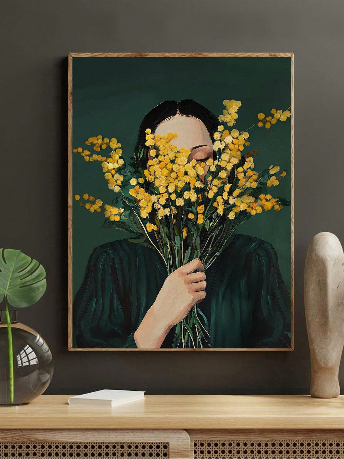 Add a splash of charm to your space with this Modern Green Abstract Portrait Art Poster. Featuring a whimsical depiction of a woman picking flowers, this elegant oil painting brings a fresh, playful vibe to any bedroom, living room, or dining area. Its minimalist design and soothing green tones effortlessly blend with your decor, making your home feel both lively and serene. Perfect for those who love art with a touch of personality!