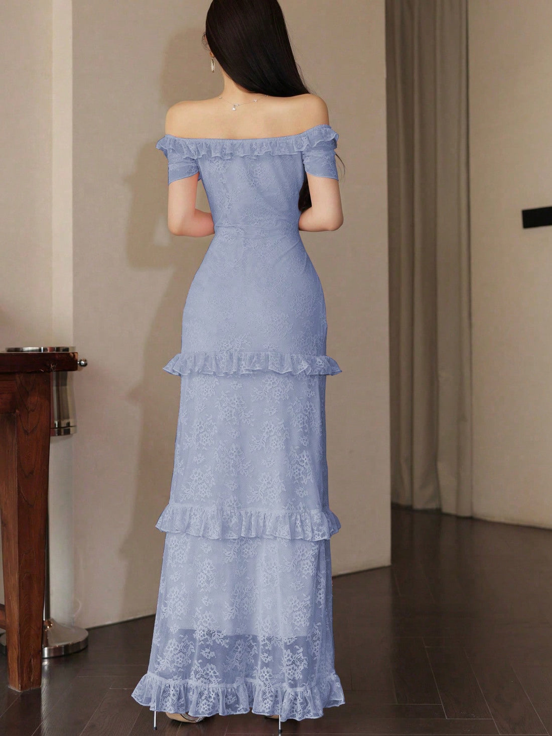 Twirl into the spotlight with our Off-Shoulder Lace Trim Ruffle Hem Cocktail Dress! This flirty number combines elegance with a dash of fun – perfect for turning heads at your next soirée. The playful ruffle hem dances with every step, while the sophisticated lace trim adds just enough romance to keep them guessing. Who said cocktail attire can't be fabulous AND fun?