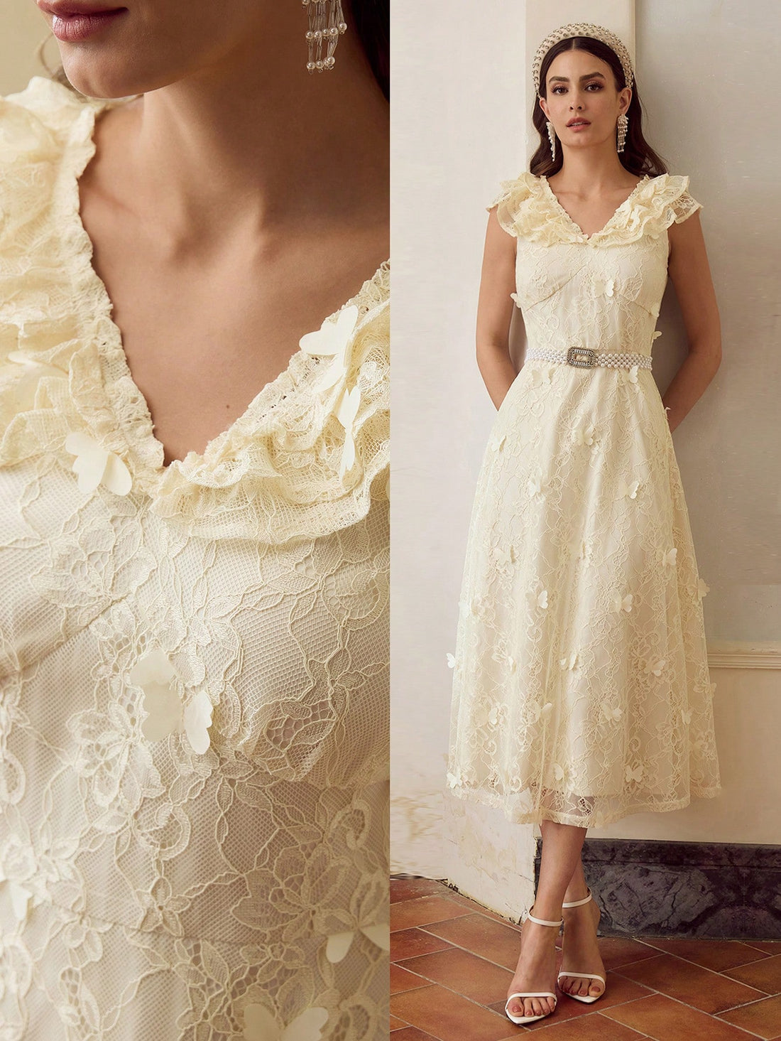 Float into the spotlight with this Elegant 3D Lace Butterfly Dress, designed to charm with delicate butterfly accents that seem to flutter with every step. The playful ruffle hem adds a flirty bounce, making it perfect for days when you want to feel both graceful and fun. Whether it’s a garden party or a night out, this dress brings a whimsical touch to your wardrobe.