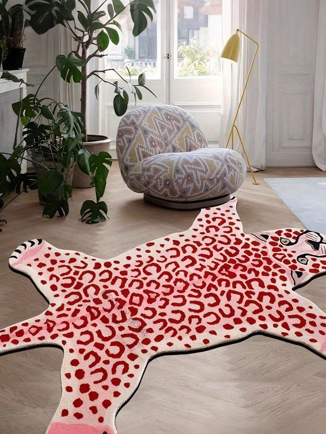 Add a splash of fun and comfort to any room with this Soft Plush Pink Leopard Print Asymmetrical Floor Mat. Its cozy texture invites you to kick off your shoes, while the playful pink leopard design brings a wild twist to your living room, bedroom, bathroom, or kitchen. Easy to care for and machine washable, this mat keeps your space stylish and snug without any hassle. Perfect for those who love a little flair underfoot!