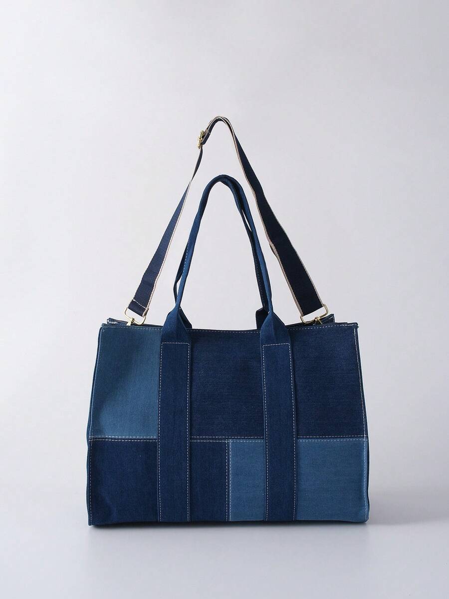 Chic Women's Large Capacity Handbag: Stylish Shoulder Bag with Zipper Splicing - Perfect Winter Gift!