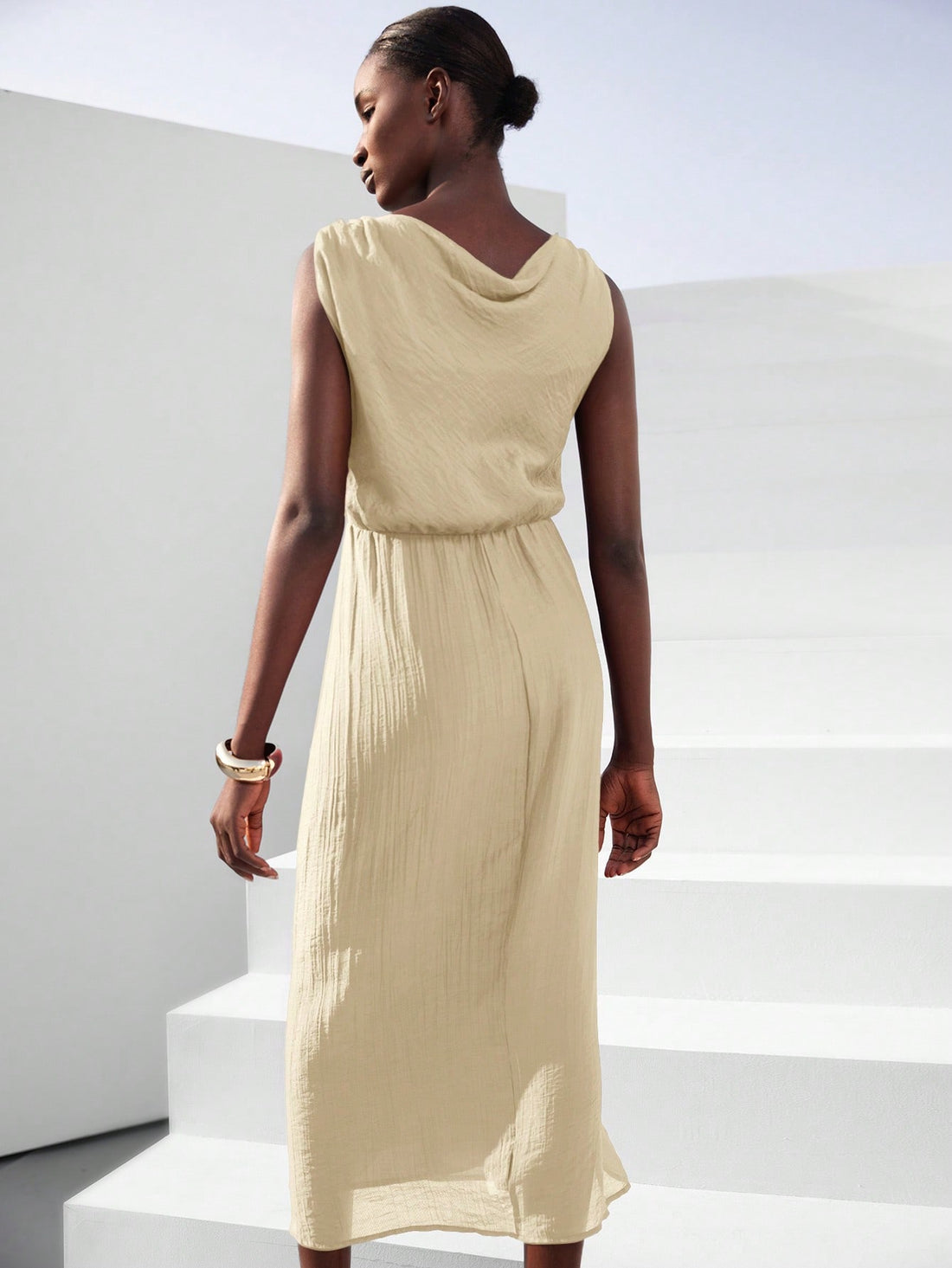 Step into spring with this playful and elegant vacation dress designed to turn heads. Featuring an asymmetrical scoop neck and a daring high split, it combines comfort with a flirty edge. Perfect for sunny days and breezy evenings, this dress lets you move freely while showcasing your style with a fun, confident flair. Ideal for beach strolls or garden parties, it’s your go-to piece for effortless charm all season long.