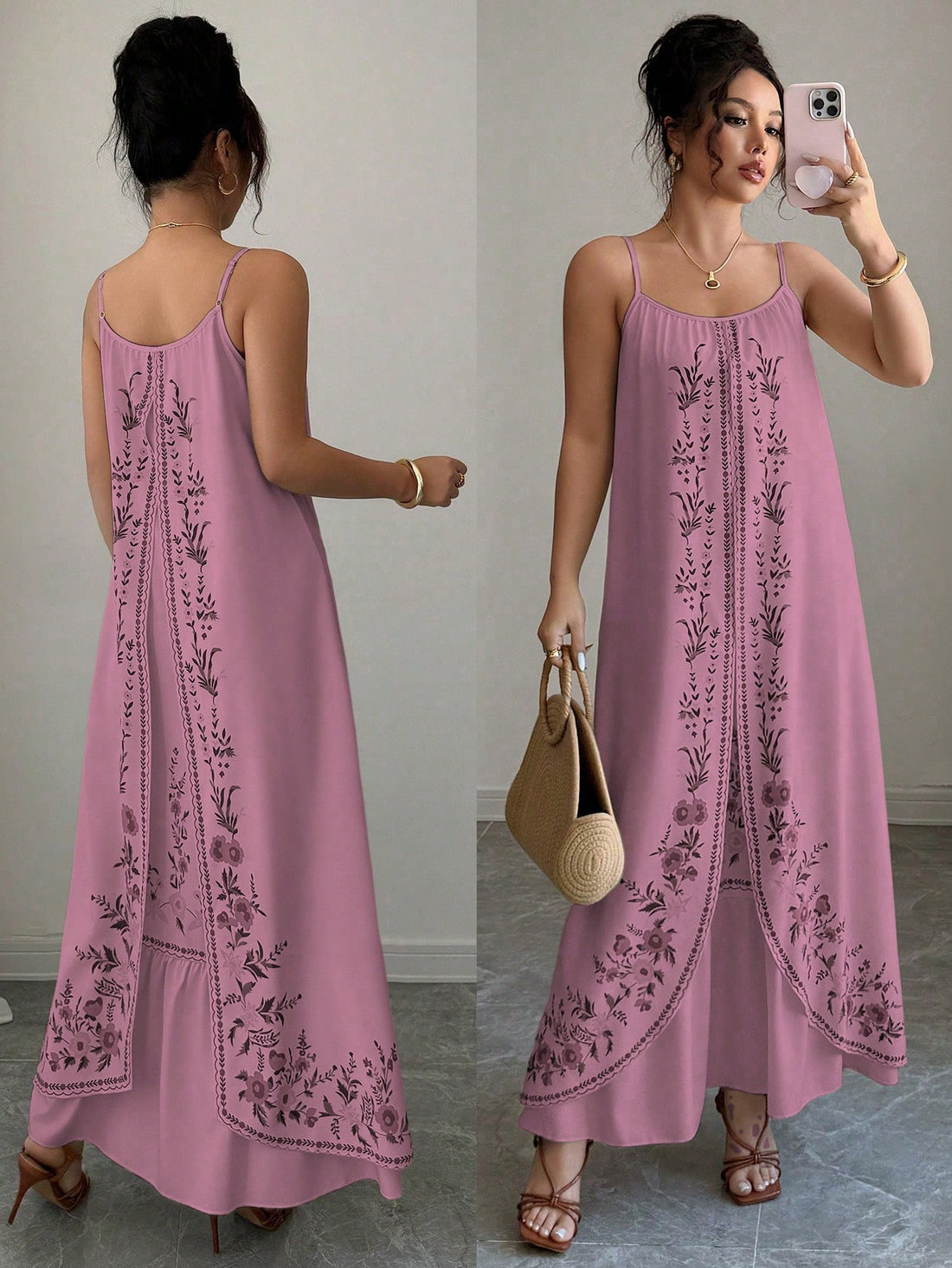 Float through summer days in this playful floral print dress! The sleeveless design keeps you cool while the long, flowing silhouette adds a touch of elegance to casual outings. Perfect for brunches, beach walks, or evening strolls - just slip it on and you're instantly styled with effortless summer vibes. No accessories needed - this dress does all the talking!