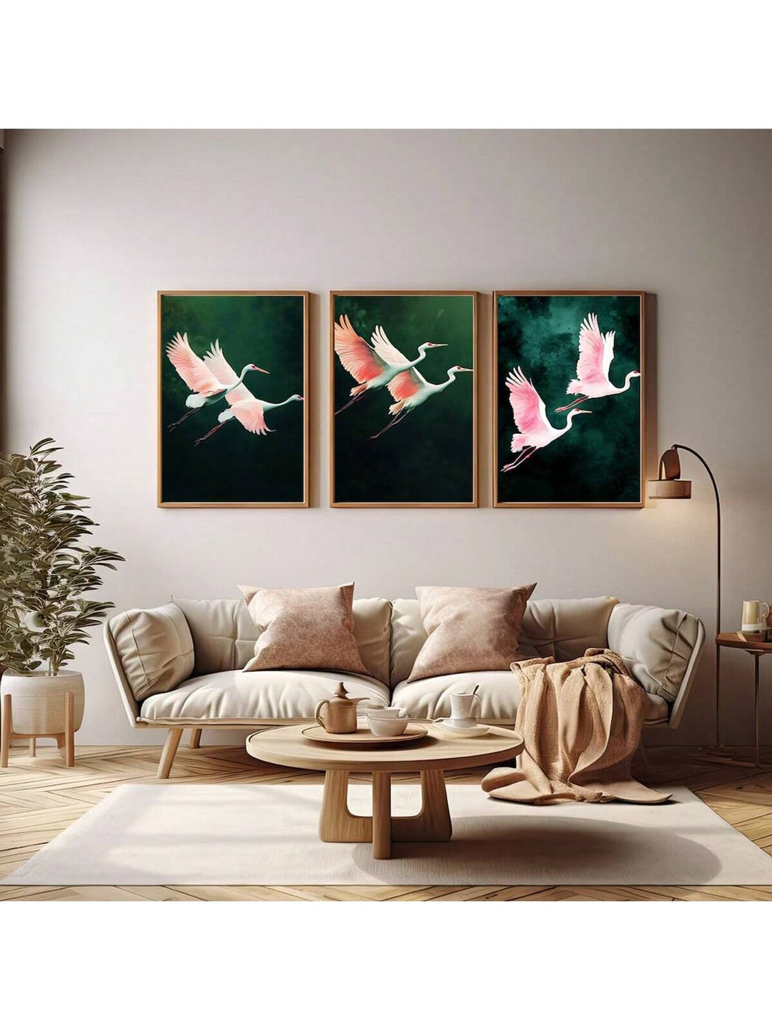 Bring a touch of whimsy and elegance to your walls with this set of 3 vintage Japanese flying cranes. Featuring charming rustic pink and dark green hues, these bird-themed artworks add a playful yet serene vibe to any room. Perfect for bird lovers and fans of unique decor, these prints effortlessly blend tradition with a splash of color to brighten your space. Let these graceful cranes take flight on your walls and inspire a joyful atmosphere!