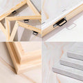Wrapped canvas edge with wooden stretcher frame