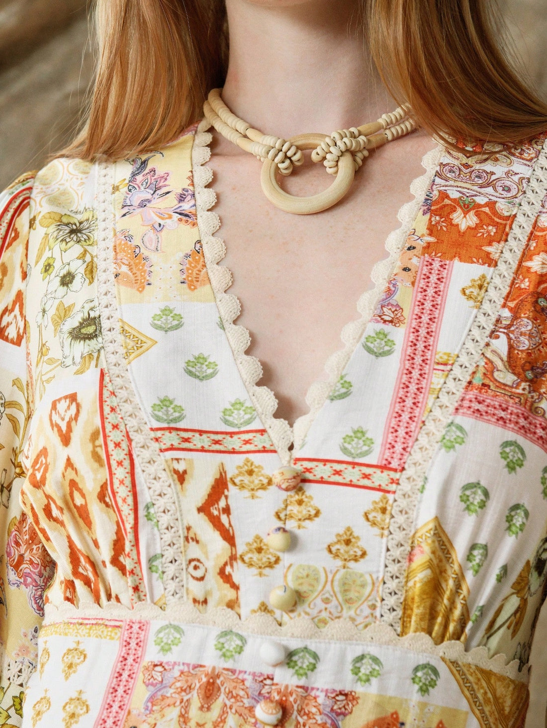 Step into summer with this playful Bohemian Patchwork Mini Dress, featuring a flirty deep V-neck and delicate lace trim. Its vibrant patchwork design brings a carefree vibe perfect for sunny days and casual outings. Lightweight and breezy, this dress keeps you comfortable while turning heads wherever you go. Embrace your free spirit in style!