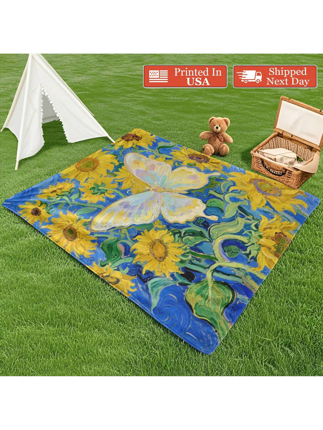 Wrap yourself in sunshine with the Cozy Sunflower Picnic Blanket! This lightweight flannel throw is perfect for outdoor adventures or snuggling up at home. Its cheerful sunflower design adds a playful touch to any picnic or cozy corner, while the soft fabric keeps you comfy wherever you go. Easy to carry and quick to spread out, it’s your new favorite companion for fun in the sun or relaxing indoors.