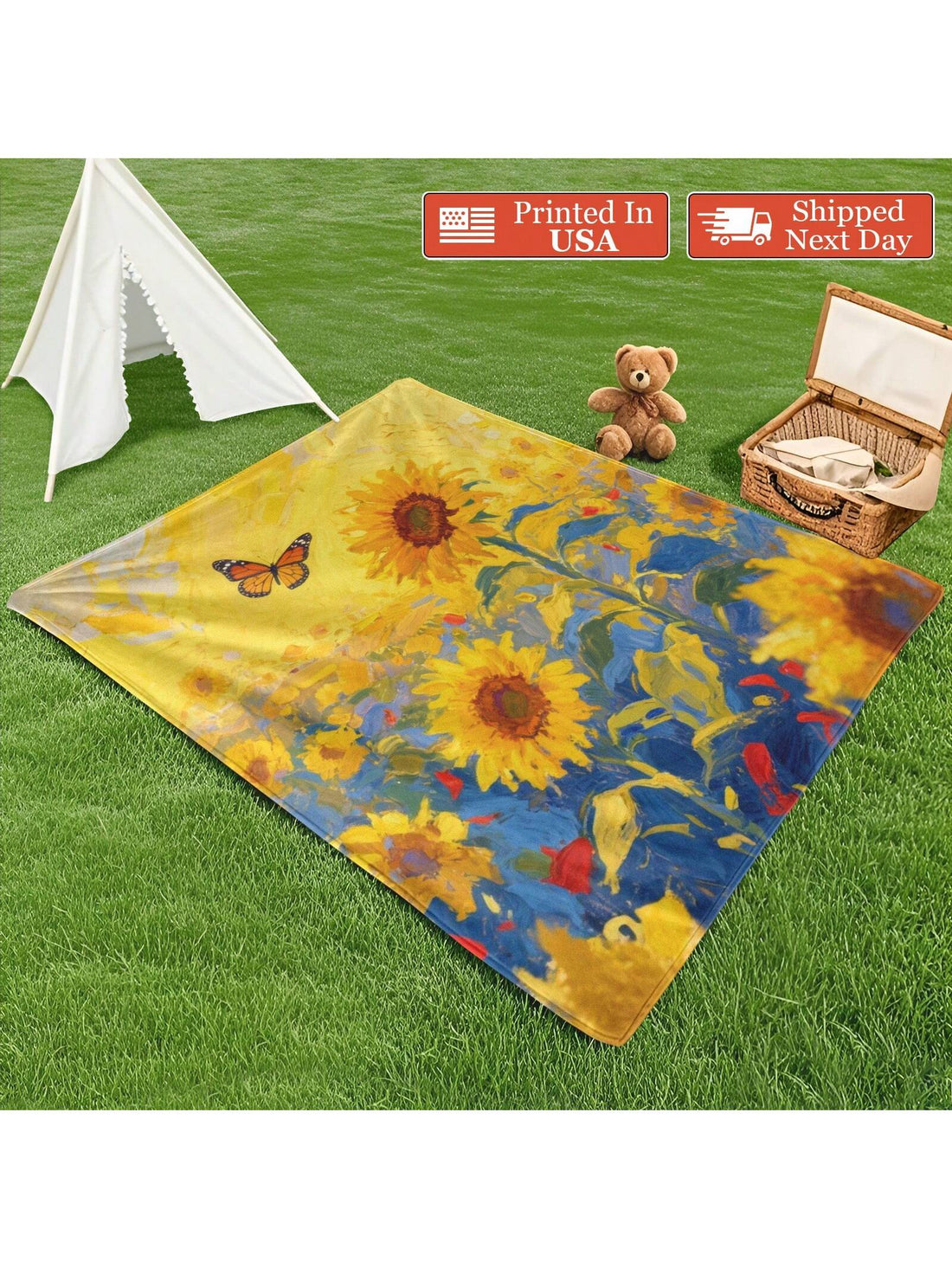 Wrap yourself in sunshine with the Cozy Sunflower Picnic Blanket! This soft, warm flannel throw is perfect for outdoor adventures, travel, or adding a cheerful touch to your home decor. Its vibrant sunflower design brings a playful pop of color while keeping you comfy and cozy wherever you go. Whether you're picnicking in the park or lounging at home, this blanket is your sunny companion for all seasons.