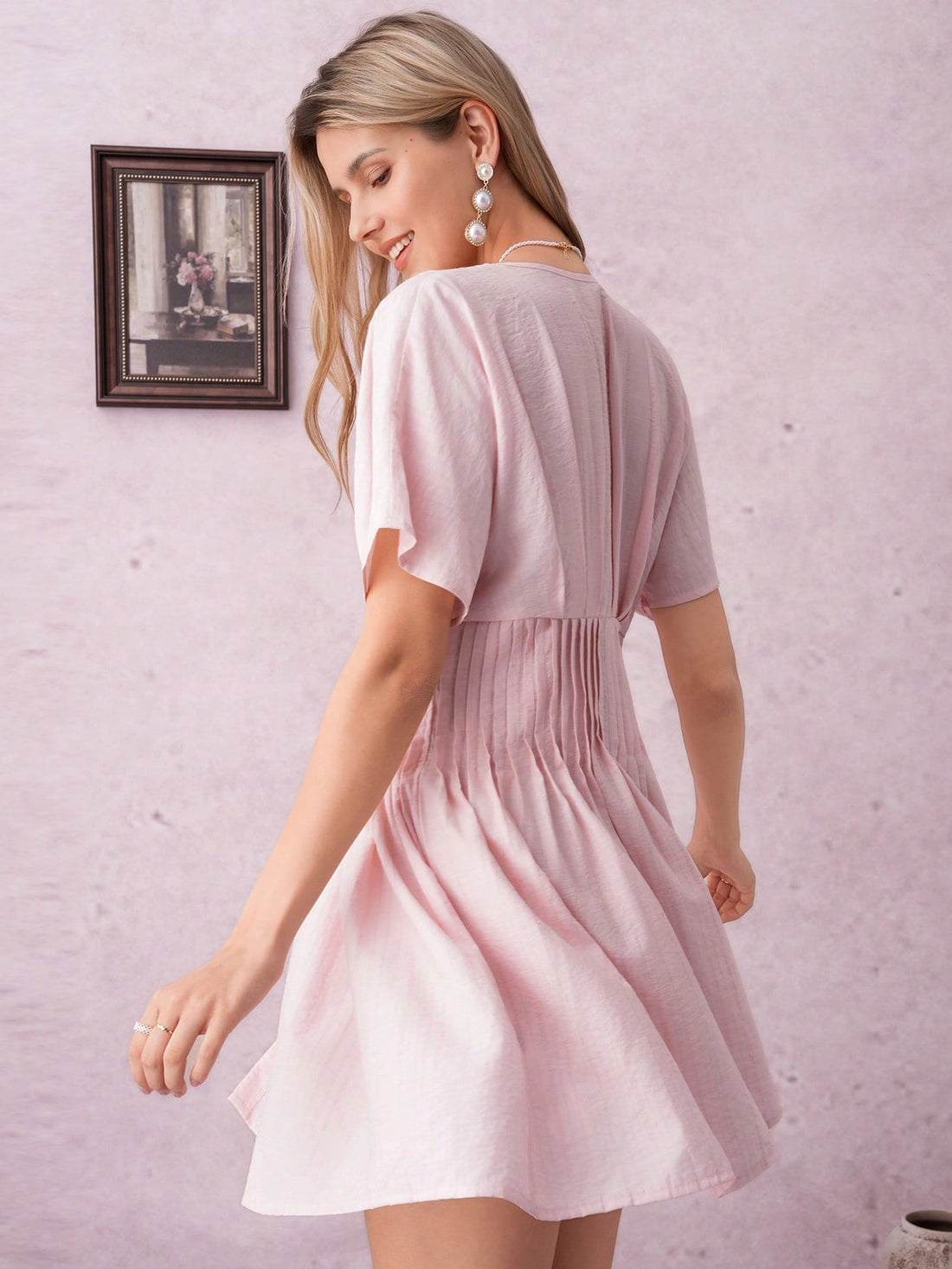 Step into summer with this Elegant Deep V-Neck Cinched Waist Shirt Dress, designed to flatter your figure while keeping things effortlessly chic. The deep V-neck adds a flirty touch, while the cinched waist highlights your curves in all the right places. Perfect for sunny days and warm evenings, this playful dress from the 2025 Summer Collection combines comfort and style for your go-to look all season long.