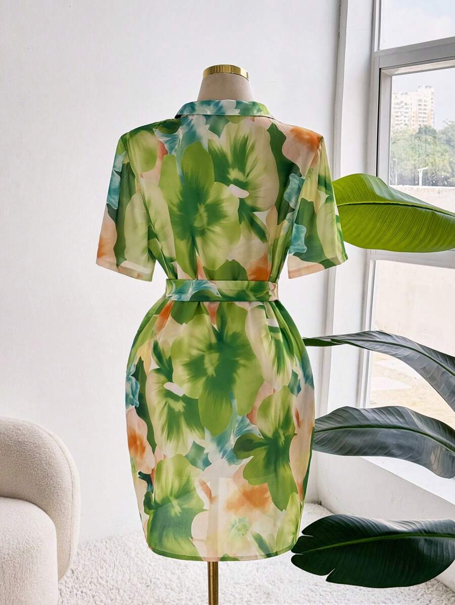 Turn heads on your next getaway with this playful floral print plus size bodycon mini dress. The tied waist flatters your curves, while the vibrant pattern adds a splash of fun to your vacation wardrobe. Perfect for sunny days and breezy evenings, this dress combines comfort with style for effortless, beach-ready chic.