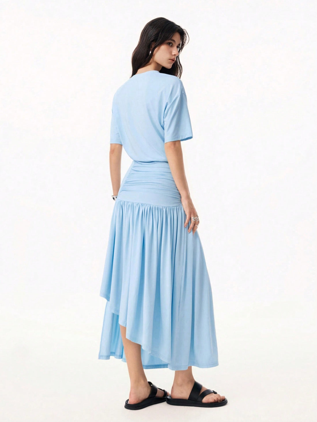 Step out in style with this chic solid color casual dress designed for effortless charm. Featuring a flattering round neck and a playful ruffled hem, it adds a fun twist to your everyday look. Perfect for brunch dates or casual outings, this dress combines comfort with a flirty flair that keeps you feeling confident and carefree all day long.