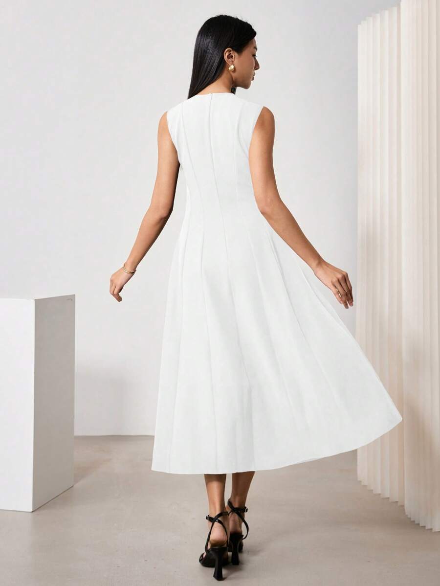 Step out in style with this elegant black sleeveless dress designed to turn heads wherever you go. Its round neck offers a classic touch, making it ideal for romantic Valentine's Day dates or breezy summer outings. Lightweight and effortlessly chic, this dress promises comfort and confidence all day long—because looking fabulous should always be fun!