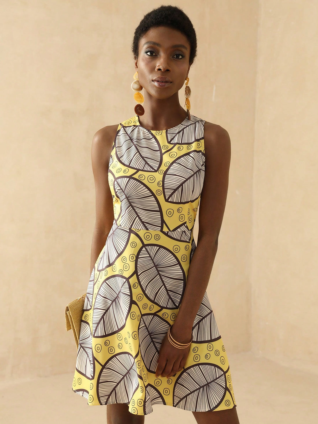 Step into sunny days with this playful Summer Mini Dress. Its casual sleeveless design and round neck keep you cool while the lively allover print adds a fun, flirty touch. Perfect for beach days, brunches, or picnics, this dress blends comfort and style effortlessly. Embrace the carefree summer vibe wherever you go!