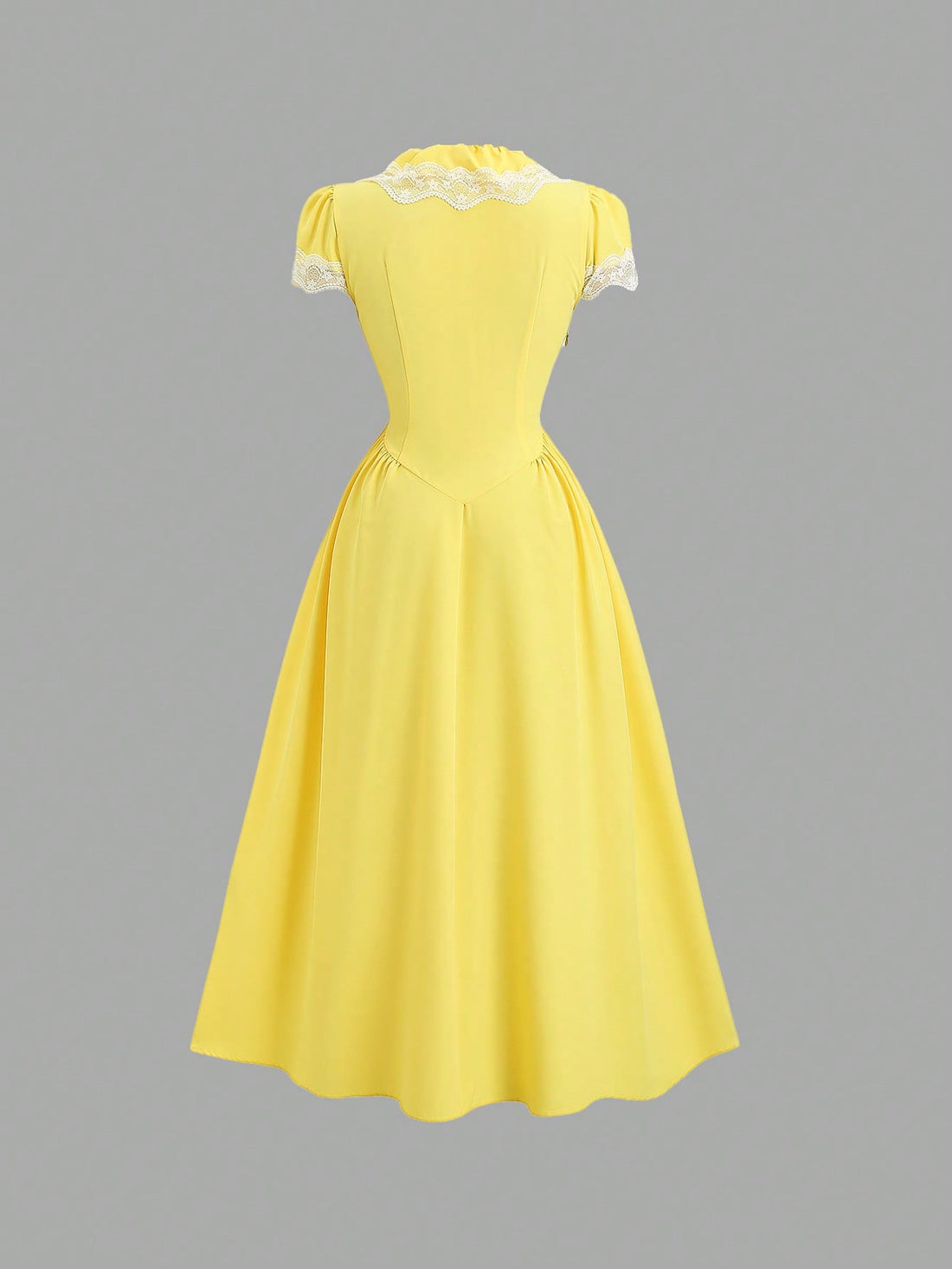 Step into summer with this playful V-neck dress featuring delicate lace patchwork and charming puff sleeves. The cinched waist flatters your silhouette, while the light, breezy fabric keeps you cool and comfortable all day long. Perfect for sunny days and spontaneous adventures, this dress adds a touch of whimsy to your warm-weather wardrobe.