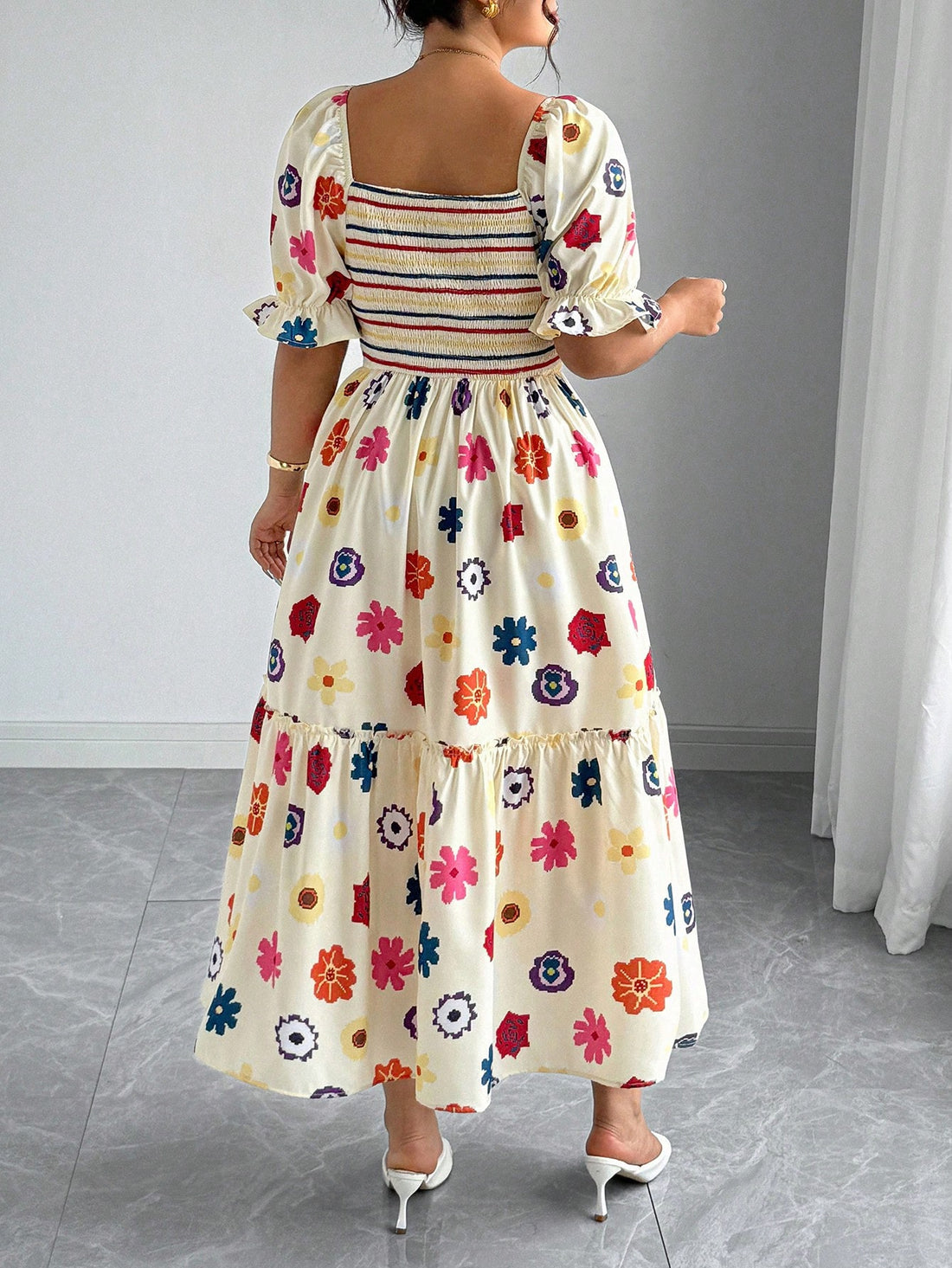 This charming floral print dress brings a playful, princess-worthy vibe to any casual day. Its light, breezy fabric and sweet pattern make it perfect for twirling through sunny afternoons or special outings. Dress up your little one with a touch of whimsy and effortless style!