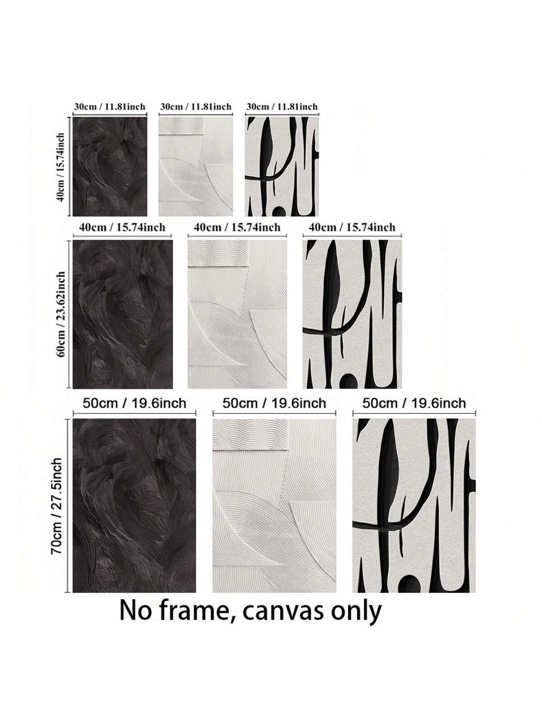 Elevate your space with this playful trio of unframed canvas art in sleek black, white, and grey. Perfect for minimalist vibes, these pieces add a touch of modern charm without overwhelming your walls. Mix, match, and move them around to keep your décor fresh and fun!