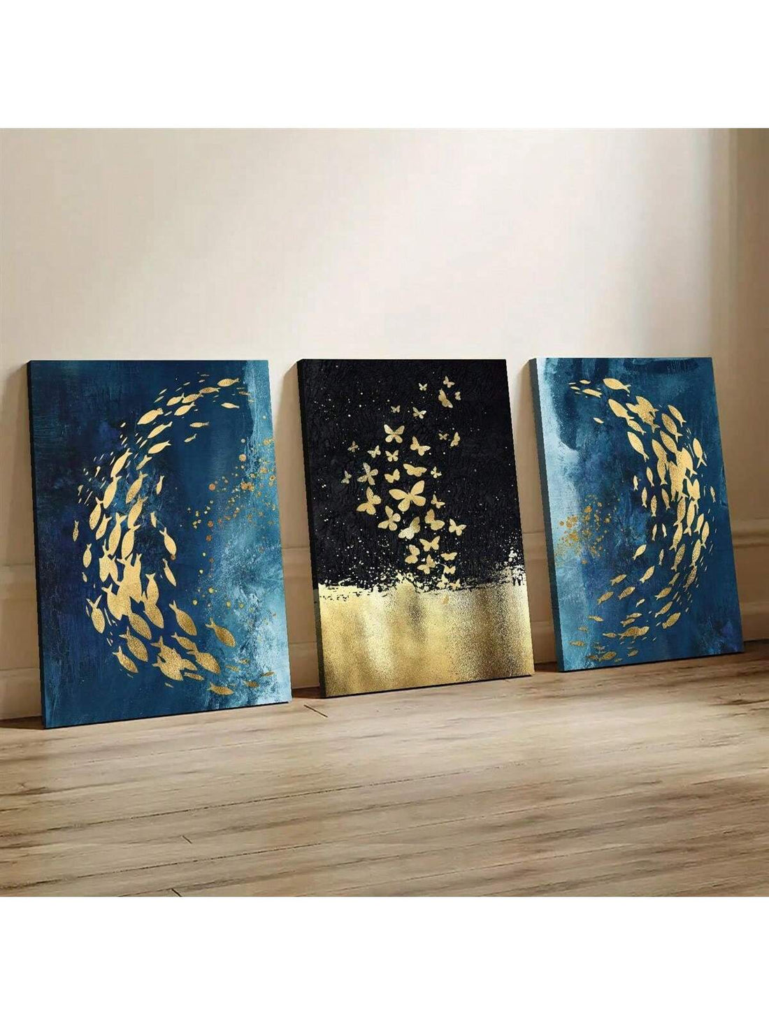 Add a splash of whimsy to your space with this elegant 3-piece goldfish canvas wall art set. Perfect for modern homes or dorm rooms, these vibrant prints bring playful charm and a touch of aquatic grace to any wall. Brighten your decor with these lively goldfish that swim effortlessly into your style!
