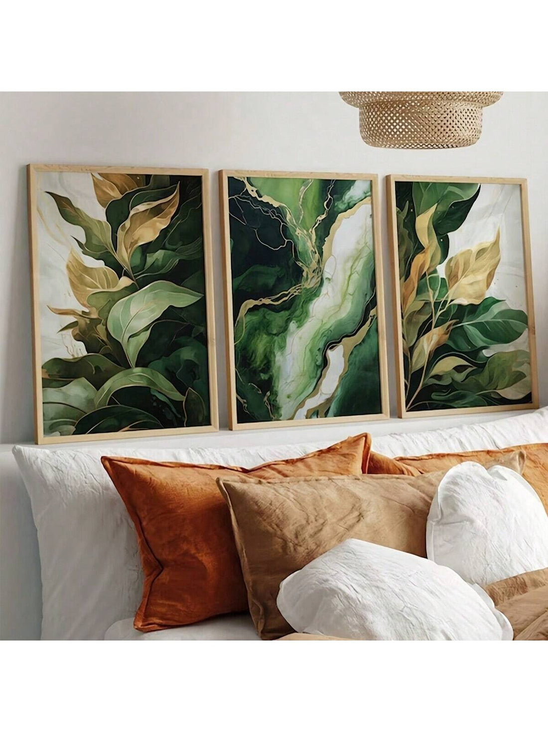 Bring a splash of nature’s charm indoors with this playful set of 3 unframed green abstract paintings. Each piece captures the essence of lush greenery in a fresh, artistic way, perfect for brightening up any room. Easy to mix and match, these vibrant artworks add a lively, creative touch to your home decor without the fuss of frames. Let your walls celebrate the beauty of nature with a fun, modern twist!