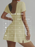 butter yellow short sleeve wrap skirt active mini dress with built in shorts image 2