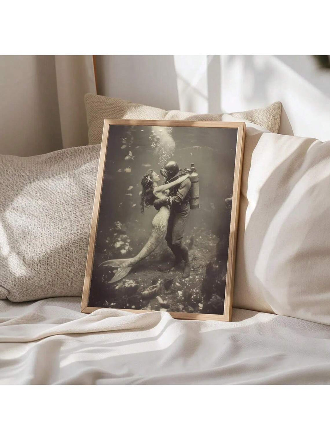 Add a splash of seaside charm with this Vintage Mermaid Print Wall Art. Perfect for brightening up your bathroom or living room, this nautical piece brings a whimsical ocean vibe to any space. Its unframed design makes it easy to customize and gift, adding a playful touch to your beach house decor or a loved one’s collection. Dive into a world of aesthetic delight with this enchanting mermaid print!