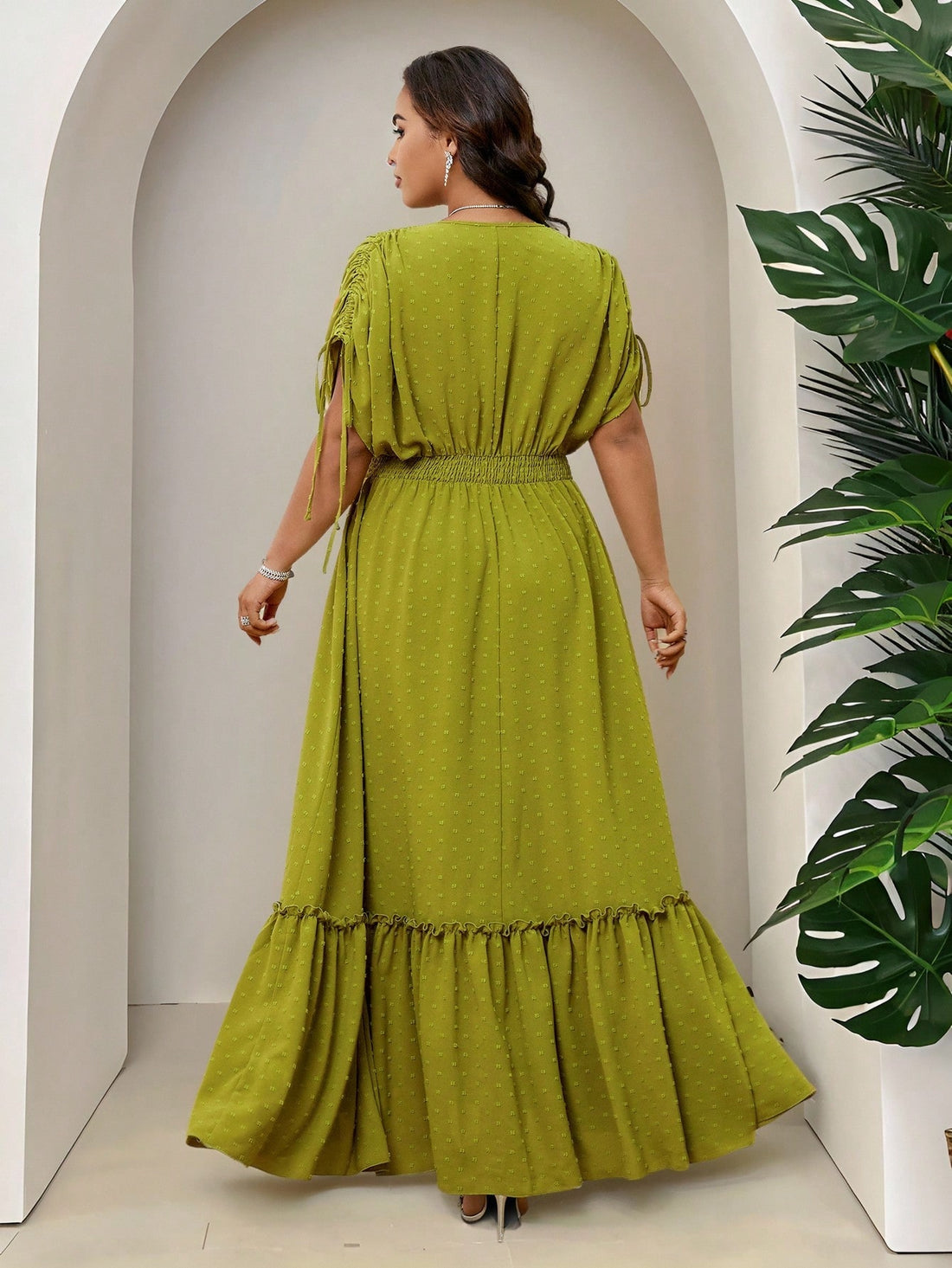 Step out in style with this Elegant Plus Size Batwing Dress! Featuring breezy short sleeves, a playful drawstring waist for a perfect fit, and a flirty ruffle hem that dances with every move, it’s made to celebrate your curves with carefree charm. Perfect for day-to-night wear, this dress brings effortless elegance and a splash of fun to your wardrobe.